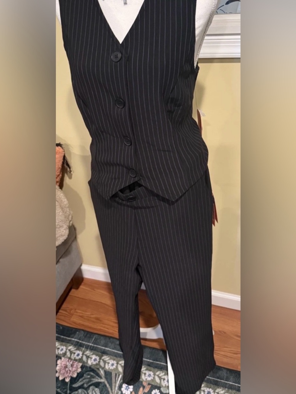 Maze Collection Black Pinstripe Vest & Bootcut Pants Size 1X